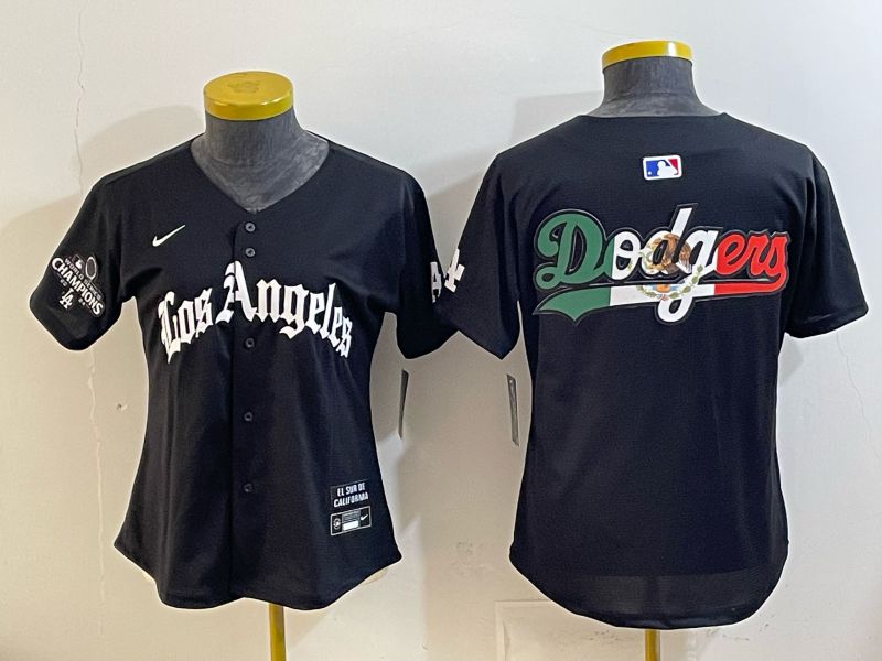 Women 2026 Los Angeles Dodgers Blank Black Game Nike MLB Jersey style 009->women mlb jersey->Women Jersey